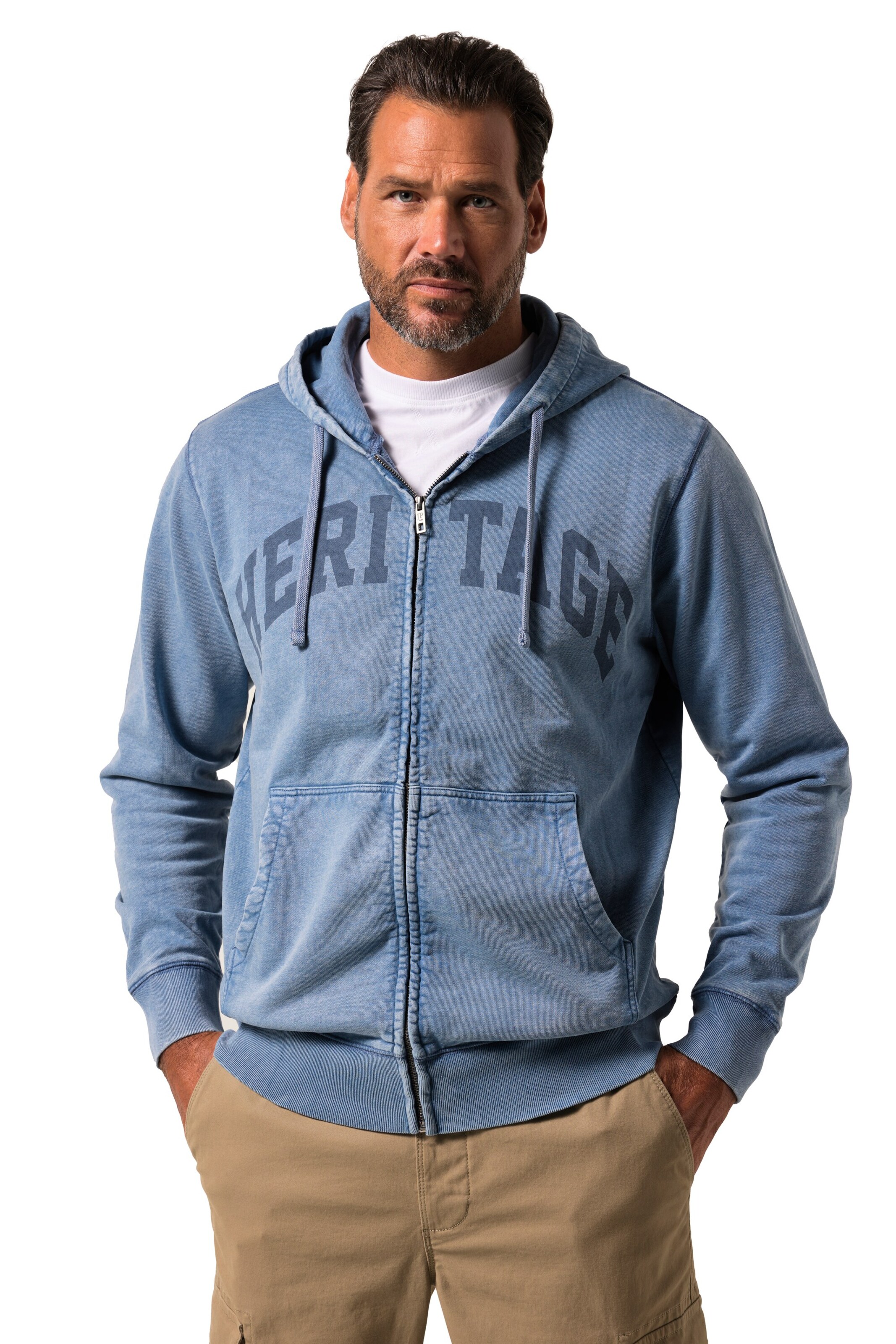 JP1880 Sweatvest in Blauw: voorkant