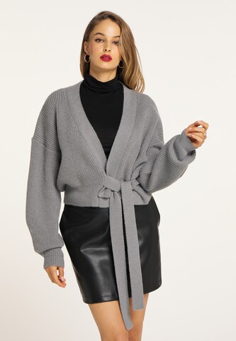 faina Knit Cardigan in Grey: front