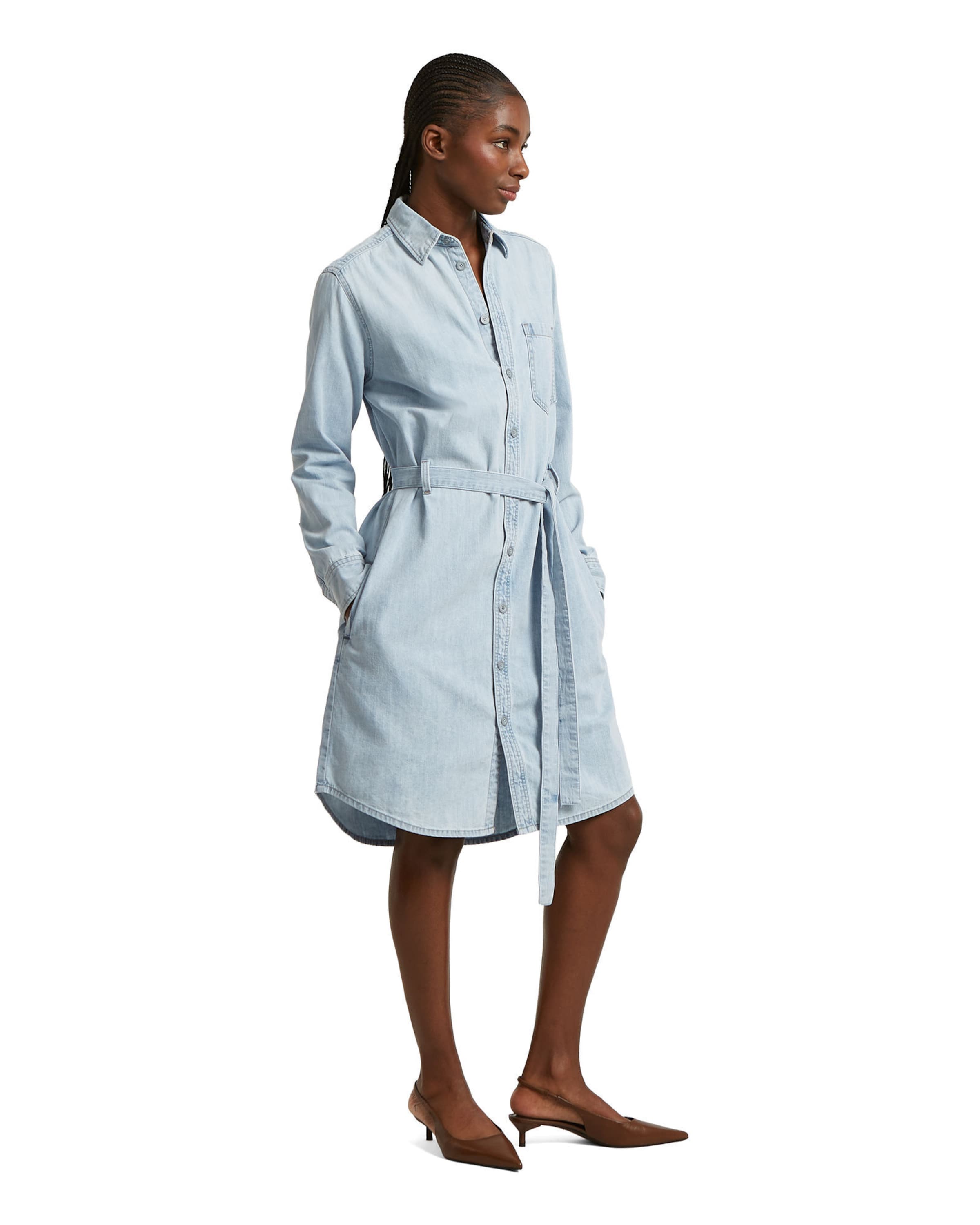 G-STAR Dresses 'Shirt Dress Belt' in Blau