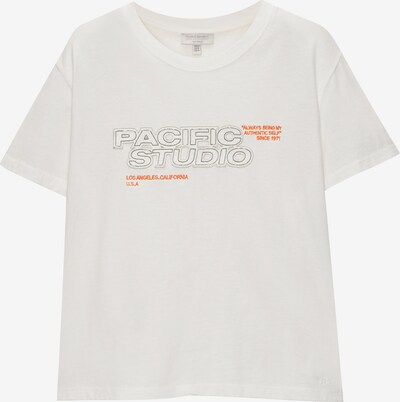 Pull&Bear T-shirt i mörkgrön / orange / vit, Produktvy