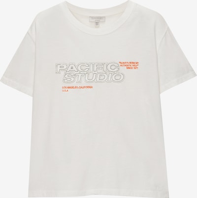 Pull&Bear T-shirt en vert foncé / orange / blanc, Vue avec produit