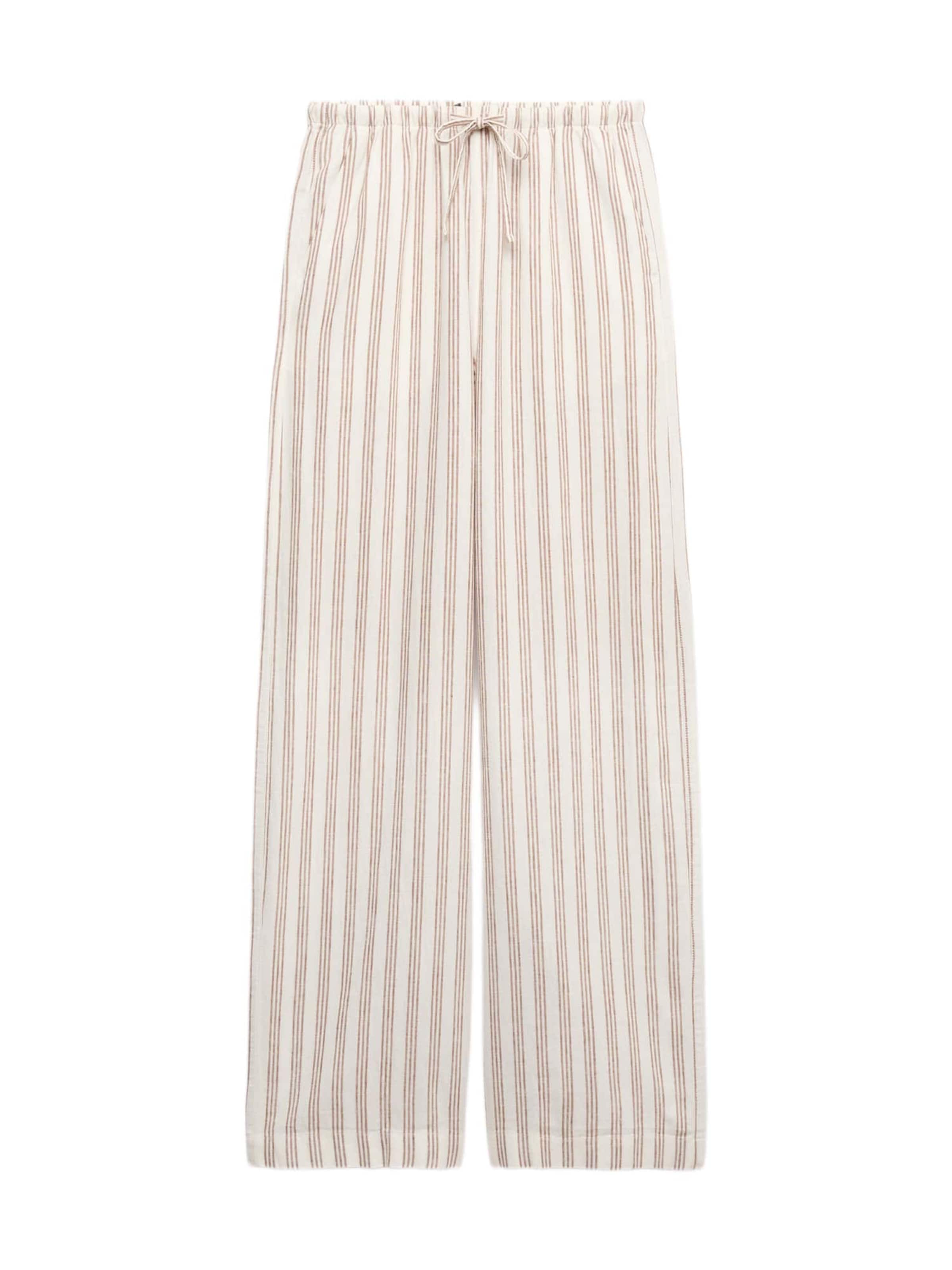 Marks & Spencer Loosefit Hose mit weitem Bein,Kordelzug und hohem Leinenanteil in Beige: Vorderseite