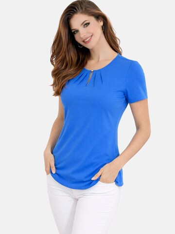 REGINA FASHION Bluza 'Short Sleeve Blouse with Pleated Neckline' | modra barva