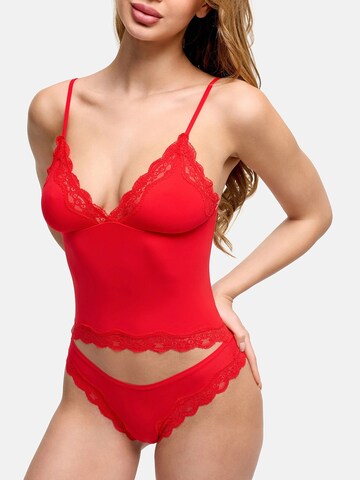 cfab Top 'Deep Neck Lace Top' in Rood: voorkant