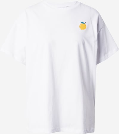 Laisvi marškinėliai 'PCALIFI FASTTRACK' iš PIECES, spalva – geltona / benzino spalva / rožių spalva / balta, Prekių apžvalga