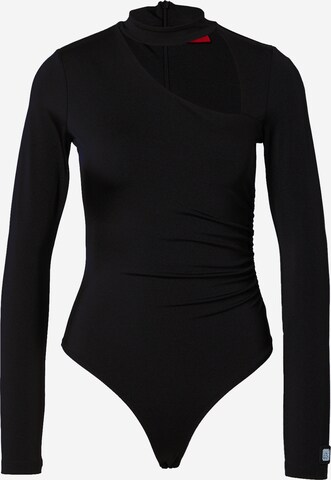 HUGO - Camisa body 'Nionia' em preto: frente