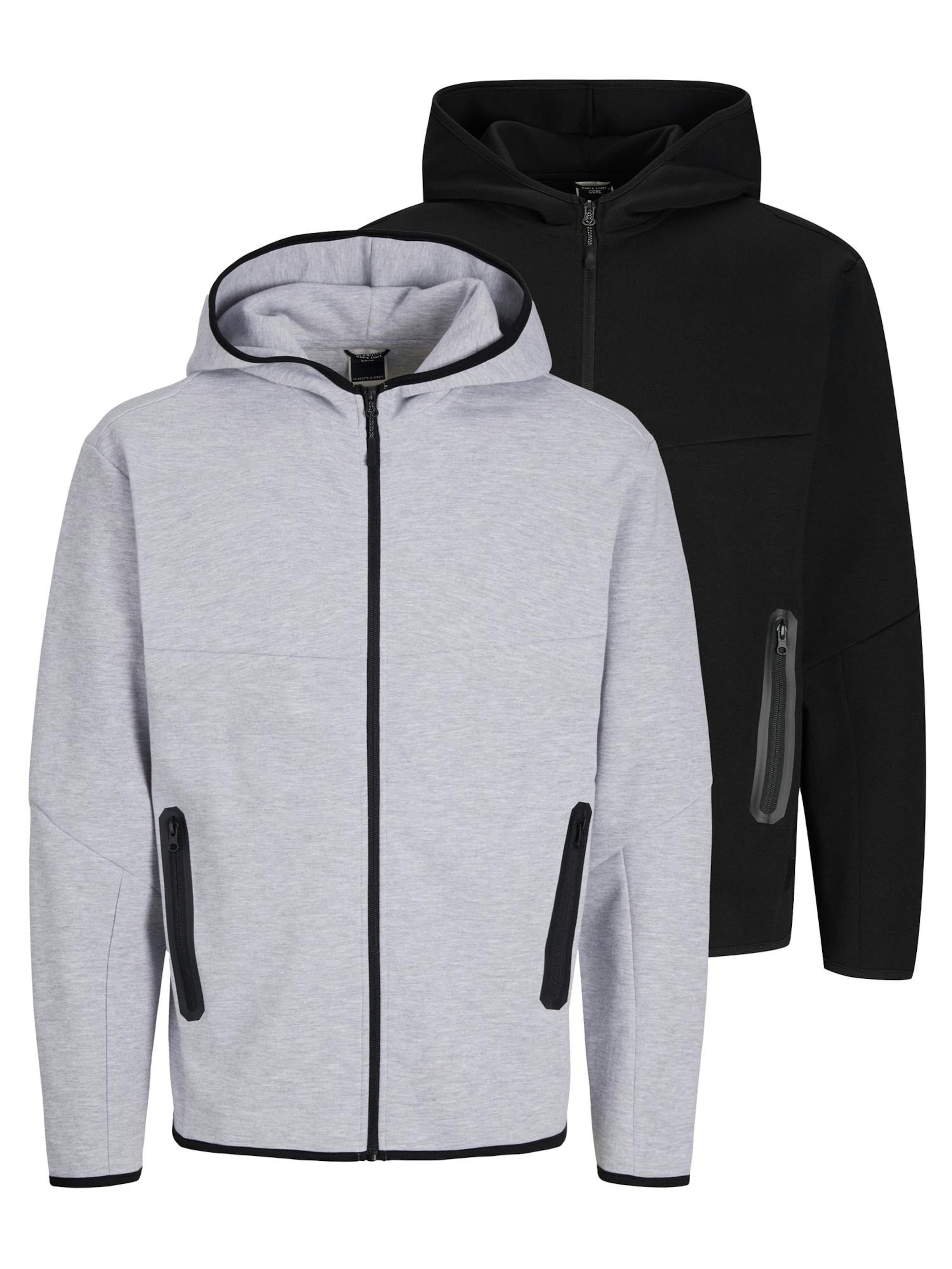 JACK & JONES Sweat jacket 'Fusion' in Black: front