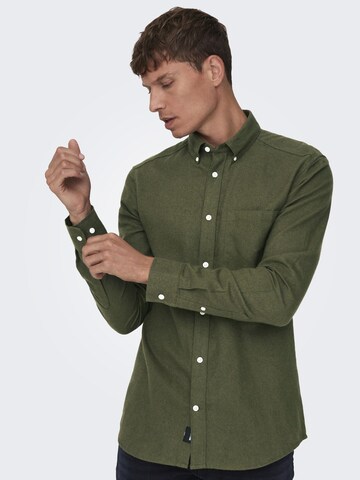 Coupe slim Chemise 'Onsgudmund' Only & Sons en vert