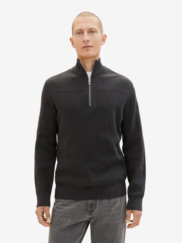 TOM TAILOR Sweater in Black: front