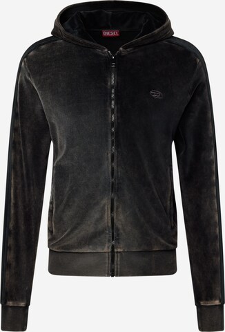 DIESEL Zip-Up Hoodie 'OCLOCK' in Black: front