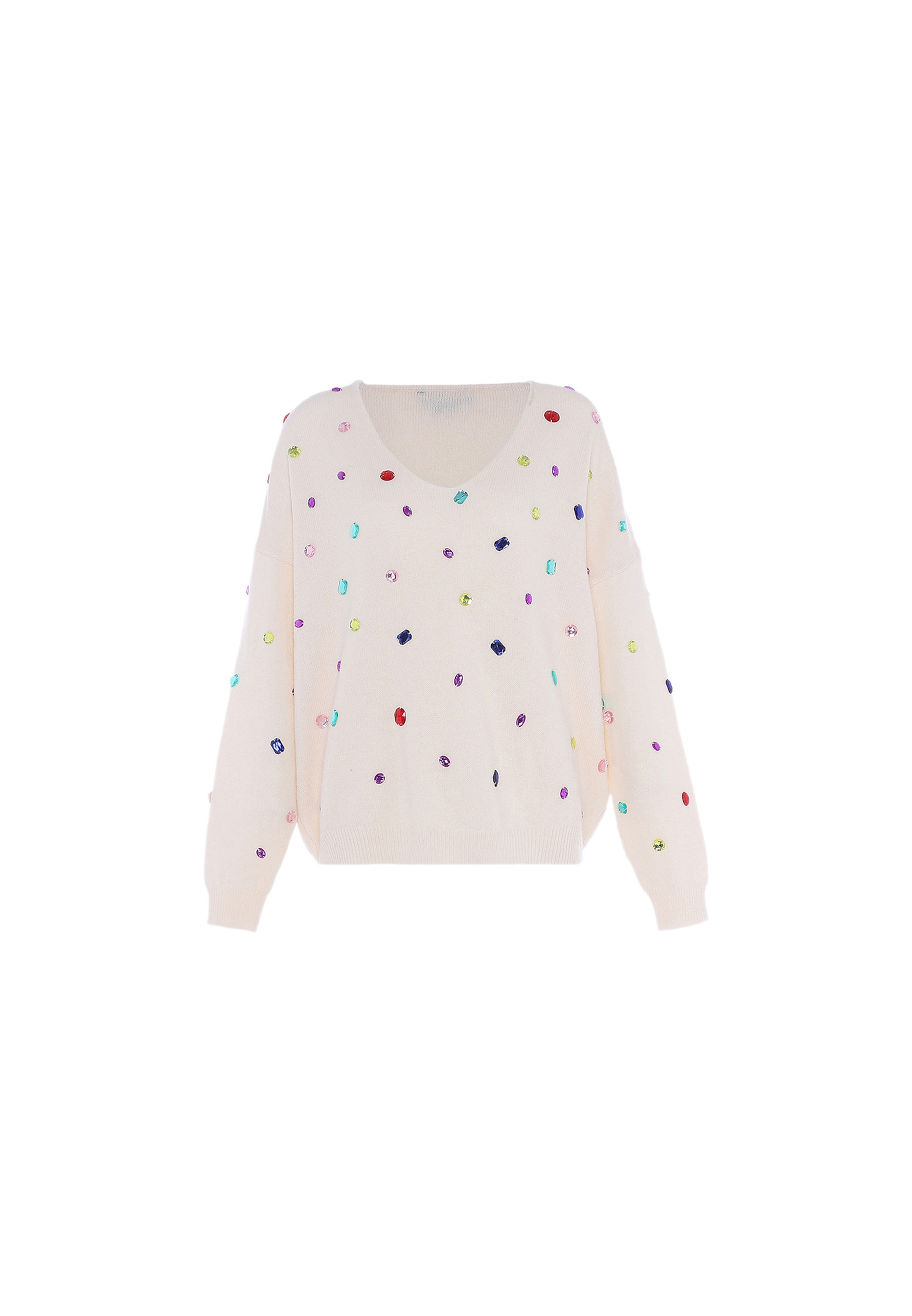 Pulover de la faina pe alb: față