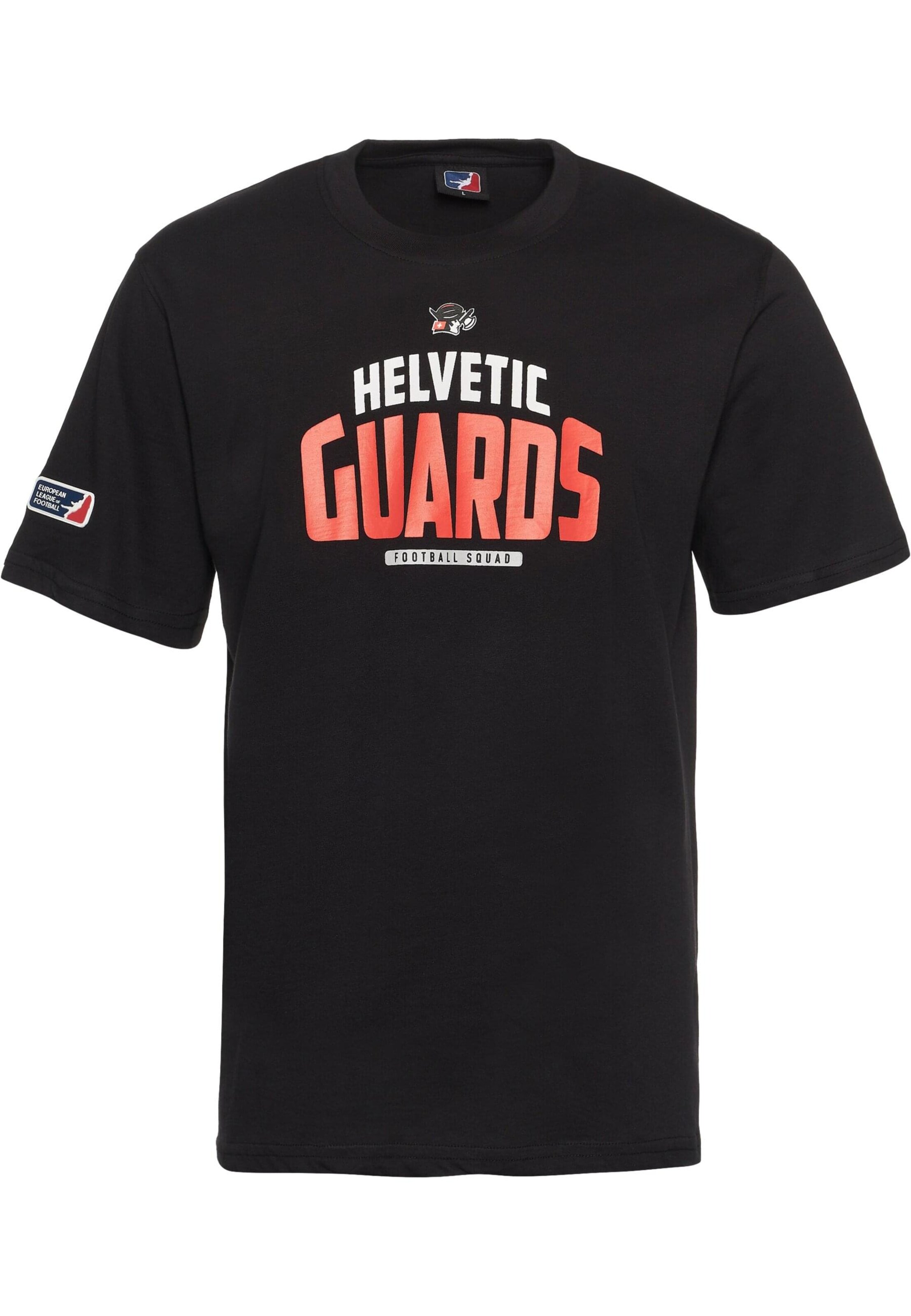 T-Shirt 'DefShop x European League of Football  Helvetic Guards 1' DEF en noir : devant