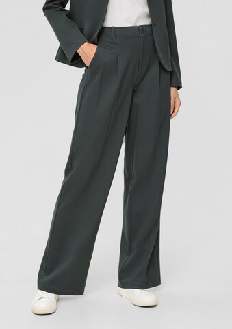 s.Oliver Wide leg Pleat-Front Pants in Grey: front