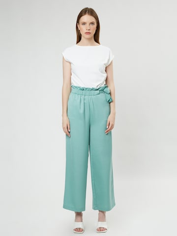 Influencer Wide Leg Hose 'Tie up' in Blau