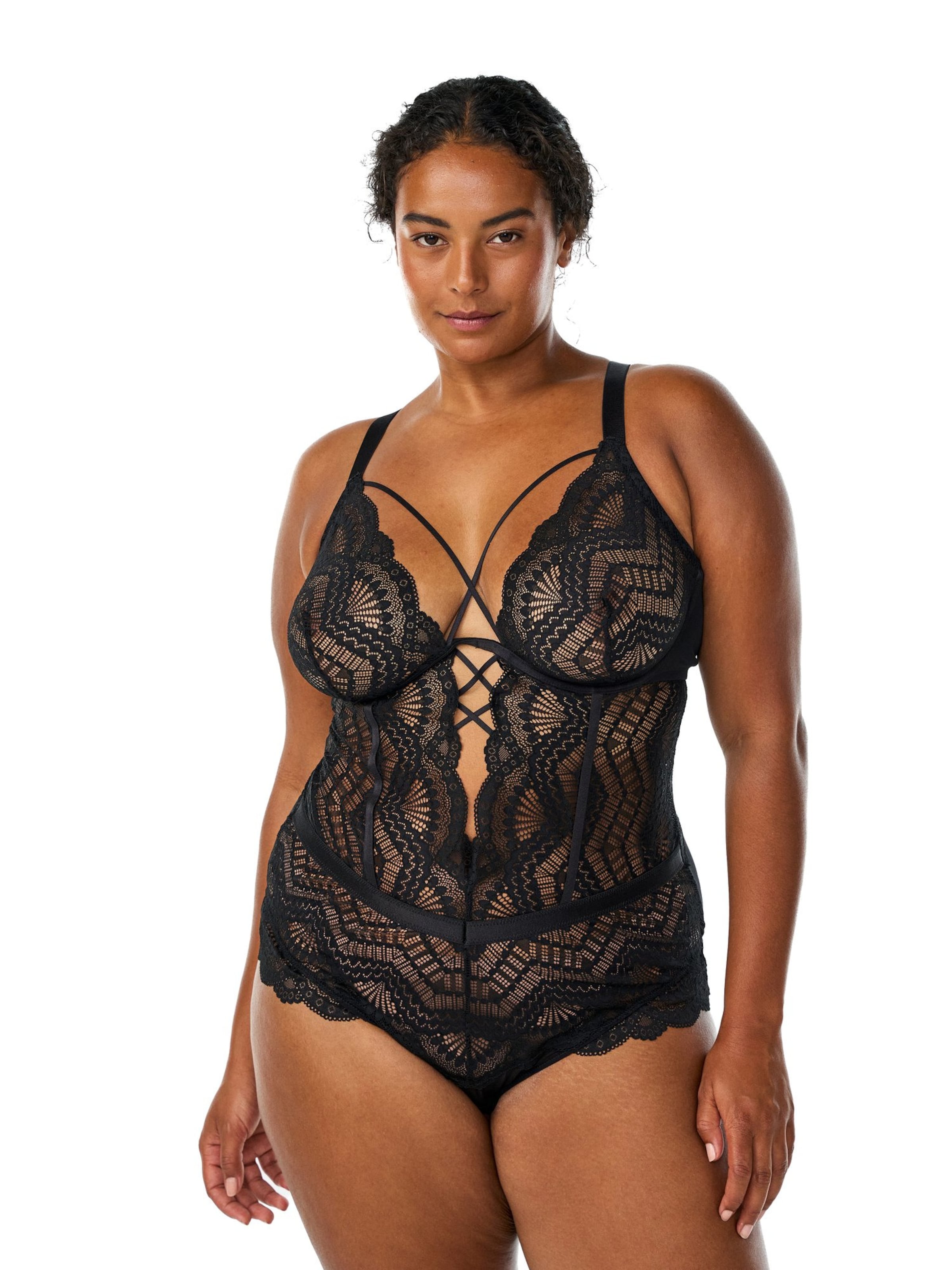 Body lingerie 'Caetta' Devoted by Zizzi en noir : devant