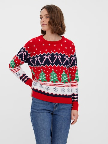 VERO MODA Sweater 'Xmas' in Red: front