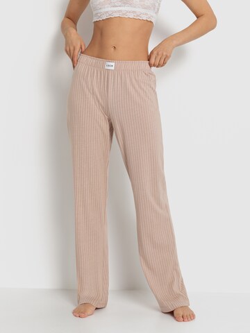 LSCN by LASCANA Pyjamabroek 'LSCN pants' in Beige: voorkant