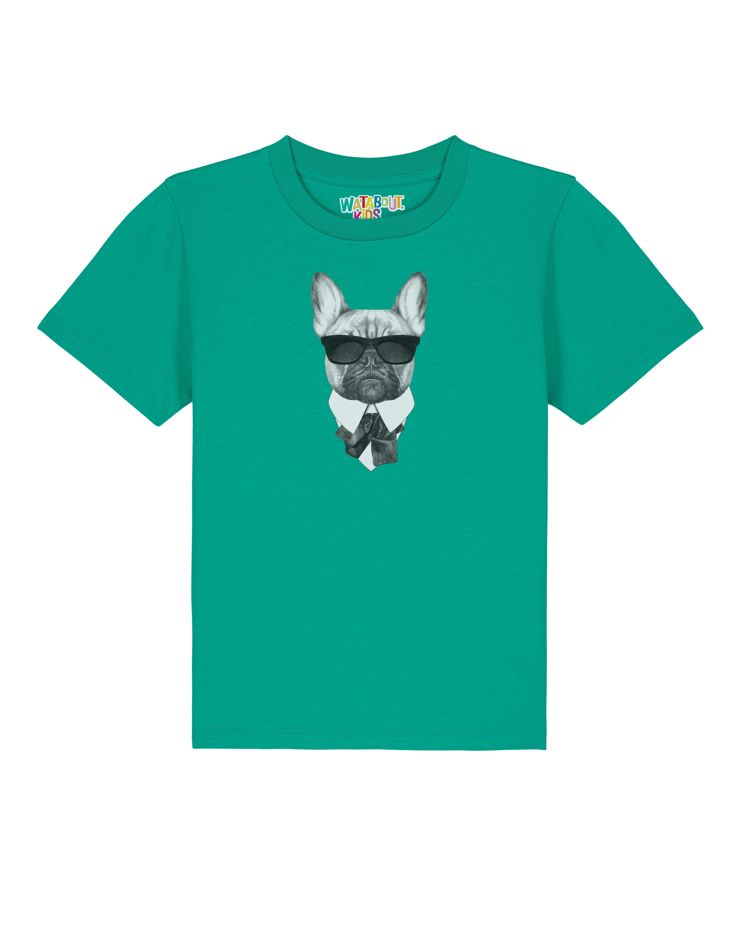 Maglietta 'Ein fescher Hund' di watabout.kids in verde: frontale