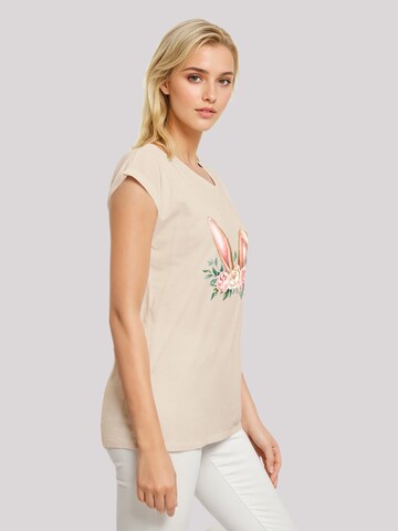 T-shirt 'Blumen Osterhasen Ohren Dekor' F4NT4STIC en beige
