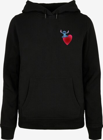 ABSOLUTE CULT Sweatshirt 'Lilo And Stitch - Sitting On Heart' in Zwart: voorkant