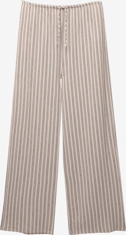 Pull&BearWide Leg/ Široke nogavice Hlače - bež boja: prednji dio