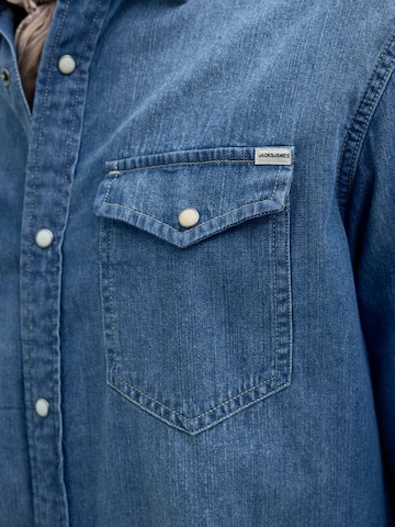 Jacks & Jones Regular Fit Hemd 'Herren Langarm Hemd'‌ in Blau