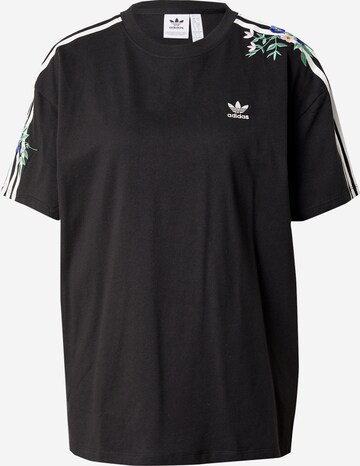 ADIDAS ORIGINALS Shirt 'Floral Loose ' in Zwart: voorkant