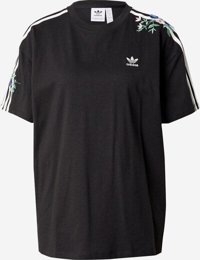 ADIDAS ORIGINALS T-shirt 'Floral Loose ' en bleu foncé / noir / blanc, Vue avec produit