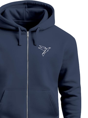 Neverless Sweatjacke 'Origami Vogel'‌‌‌‌‌ in Blau