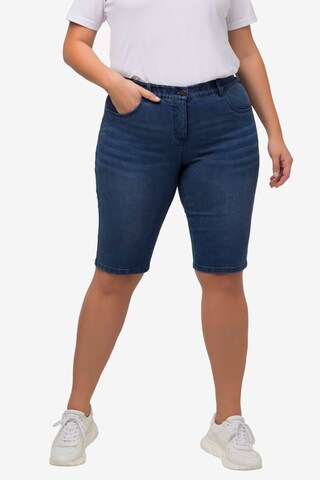 Ulla Popken Slimfit Jeans in Blauw: voorkant