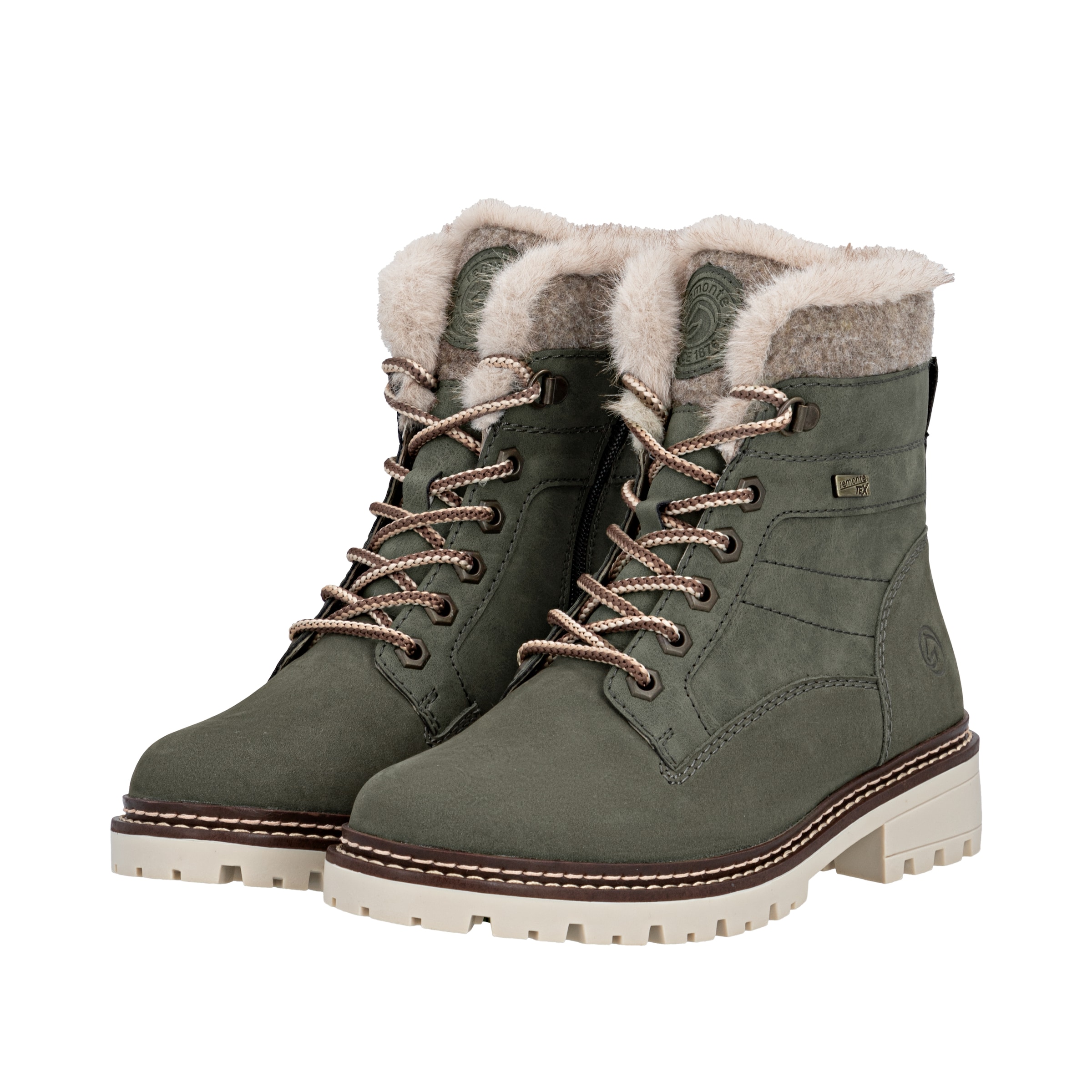 REMONTE Lace-Up Boots 'D0B81' in Green