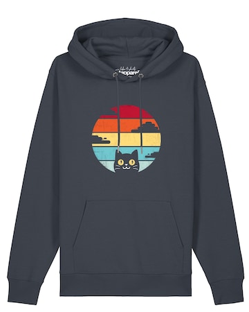 Watapparel Sweatshirt ' Retro Sunset Cat ' in Grijs: voorkant