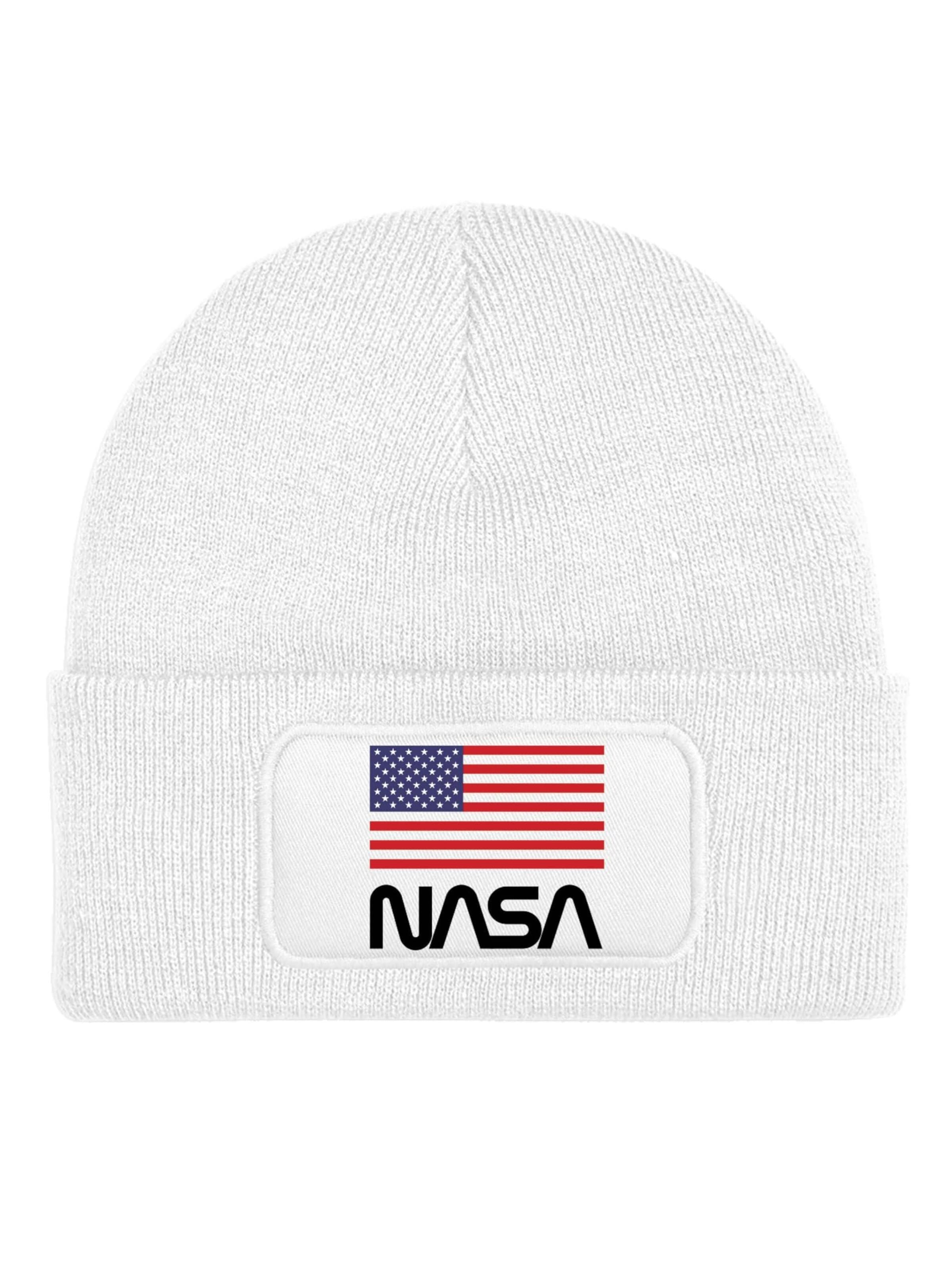 Youth Designz Mütze 'NASA USA'‌‌‌‌‌‌‌‌ in Weiß: Vorderseite