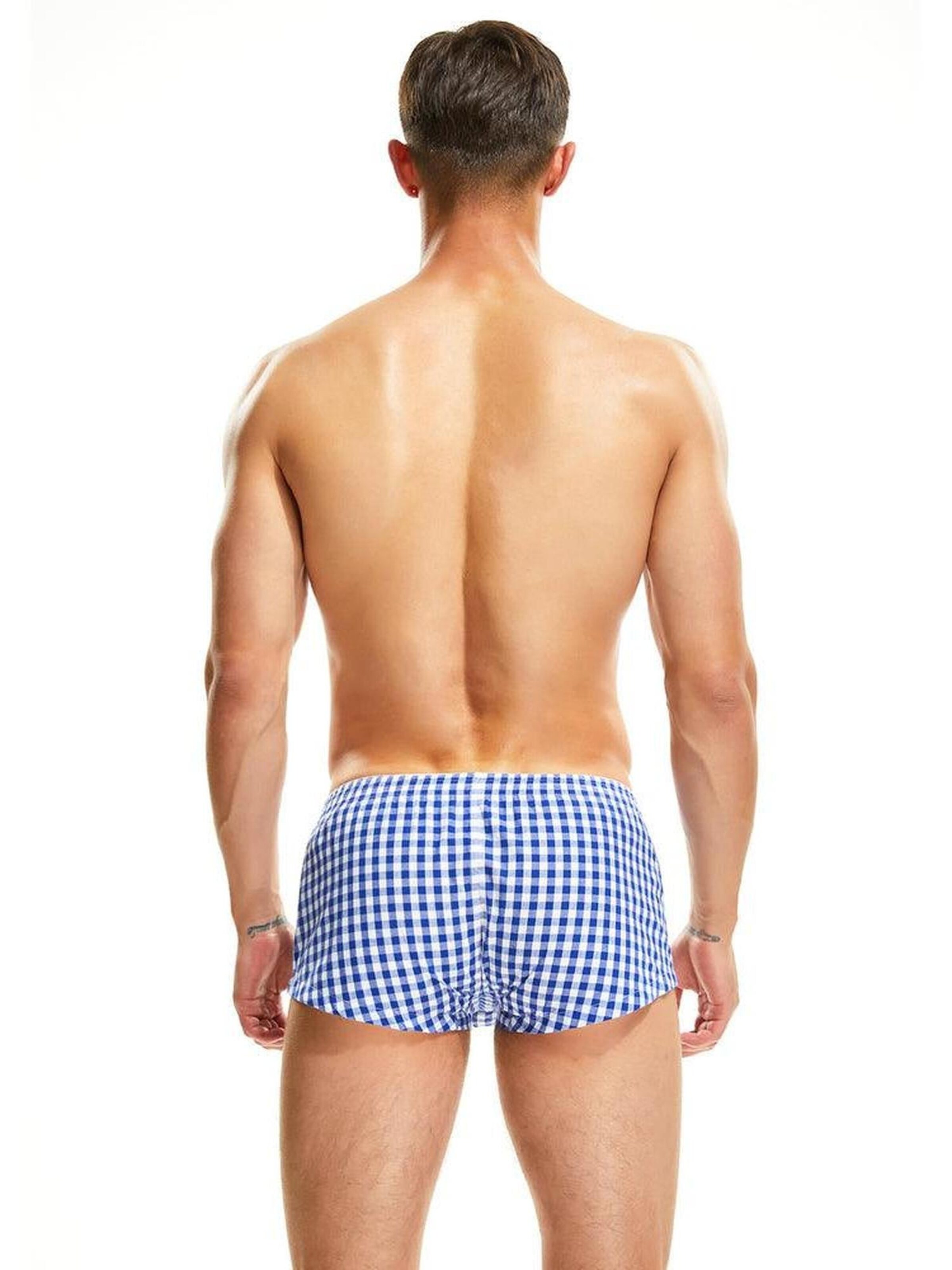 SEOBEAN Boxer shorts 'Checkered' in Blue