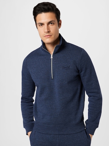 Superdry - Sudadera con cremallera en azul: frente