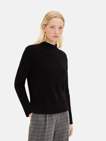 TOM TAILOR Sweater in Black: front