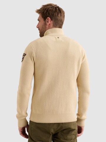 PME Legend - Jersey 'Pullover with half-zip and mixed textures' en beige