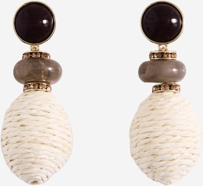 MANGO Ohrringe 'MAR' in hellbeige / gold / schlammfarben / schwarz, Produktansicht