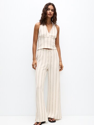 Pull&Bear Wide Leg Hose in Beige