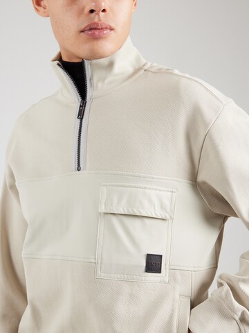 BOSS Orange Sweatshirt 'Ze_Nylonhem' in Beige