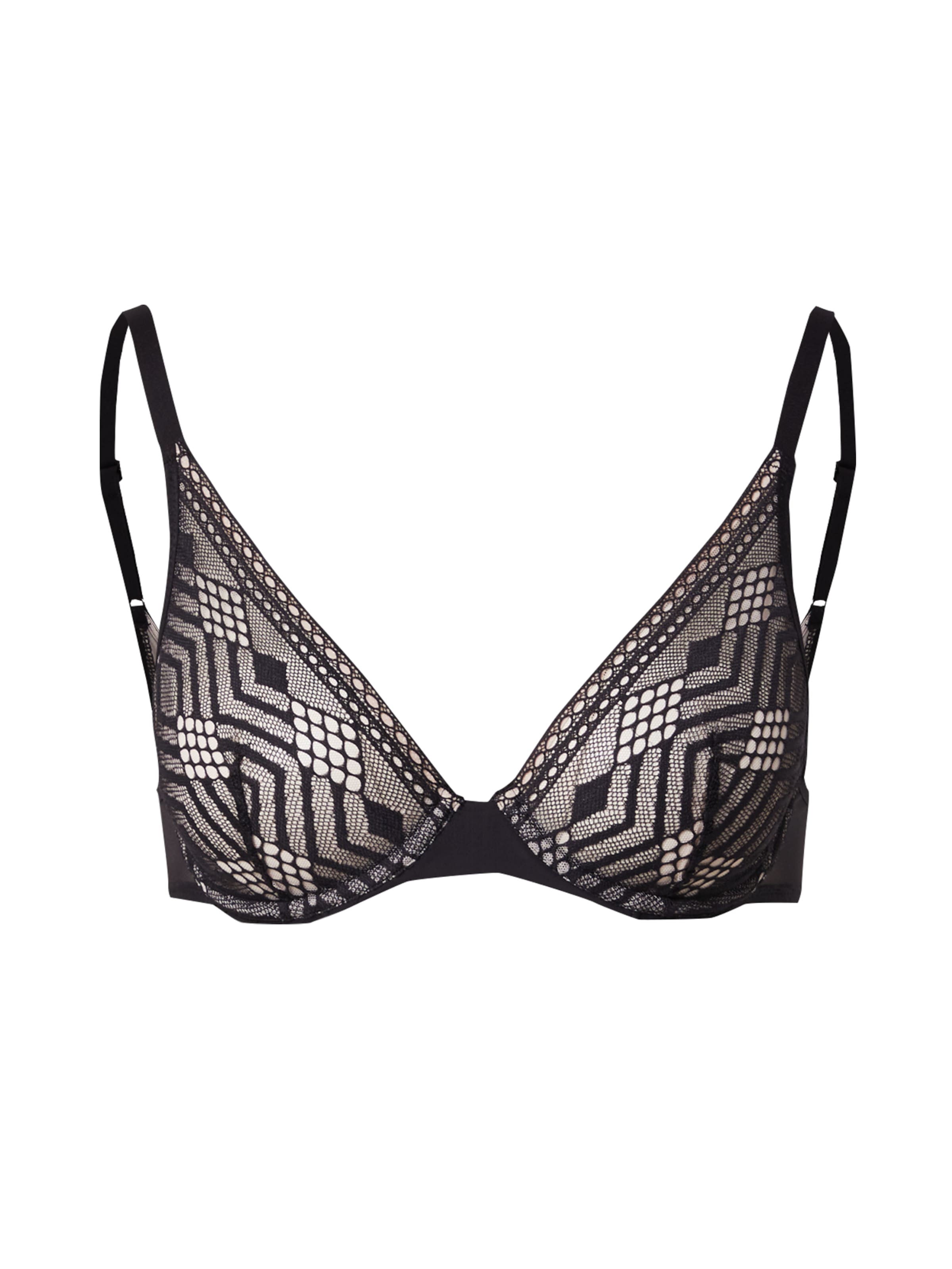 melns PASSIONATA Trijstūra formas Krūšturis: no priekšpuses