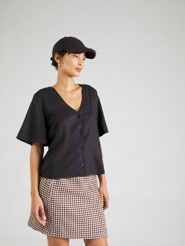 Thinking MU Blouse 'Hemp Libelula' in Zwart: voorkant