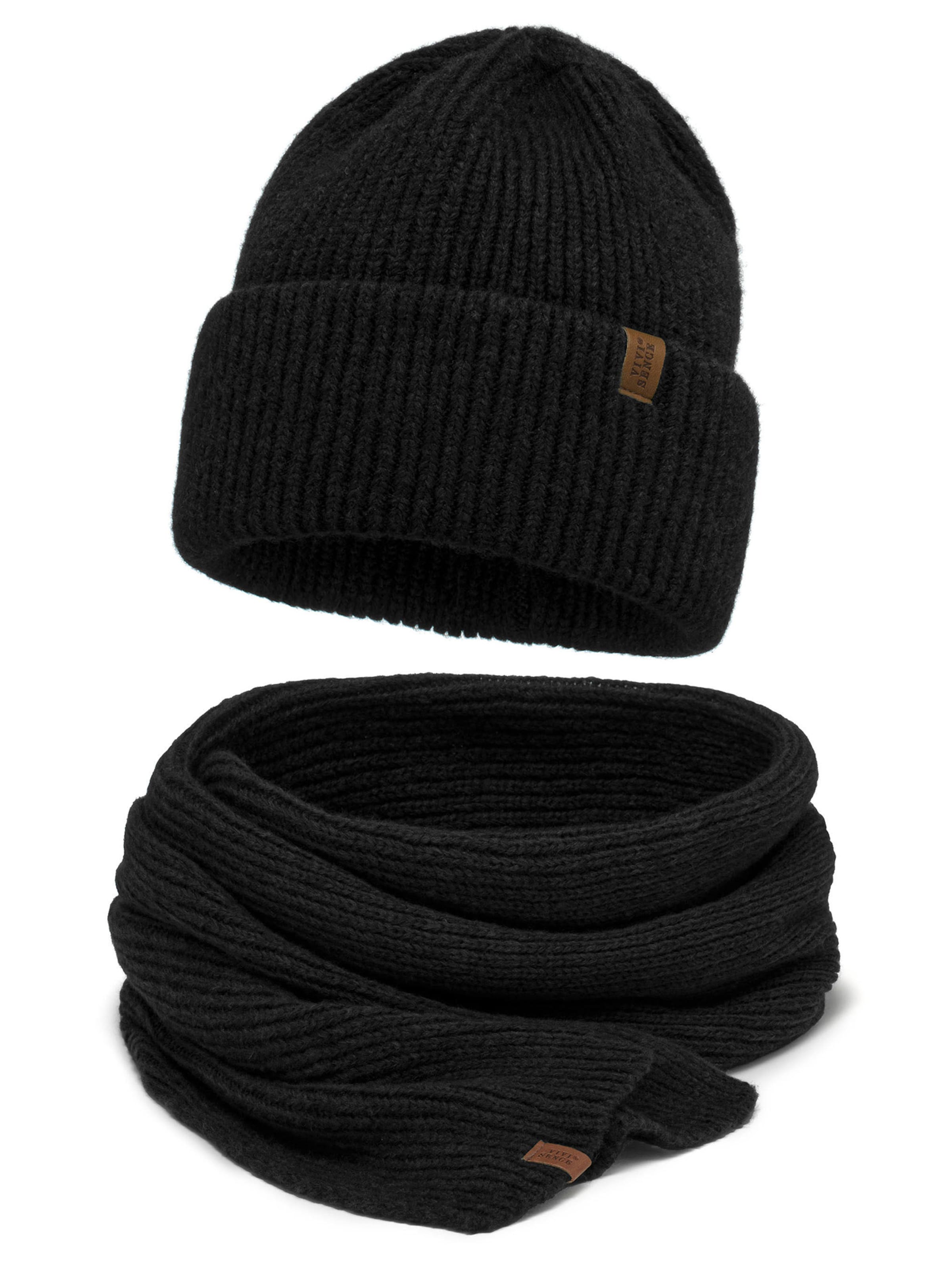 Vivisence Beanie '70113 Set' in Black: front