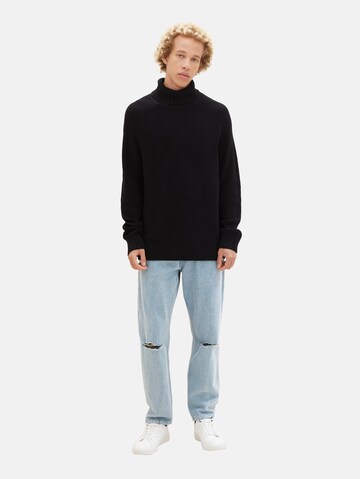 TOM TAILOR DENIM Pullover in Schwarz