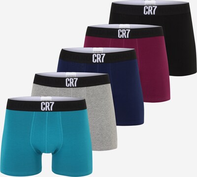 CR7 - Cristiano Ronaldo Boxers en bleu cyan / gris chiné / baie / noir, Vue avec produit