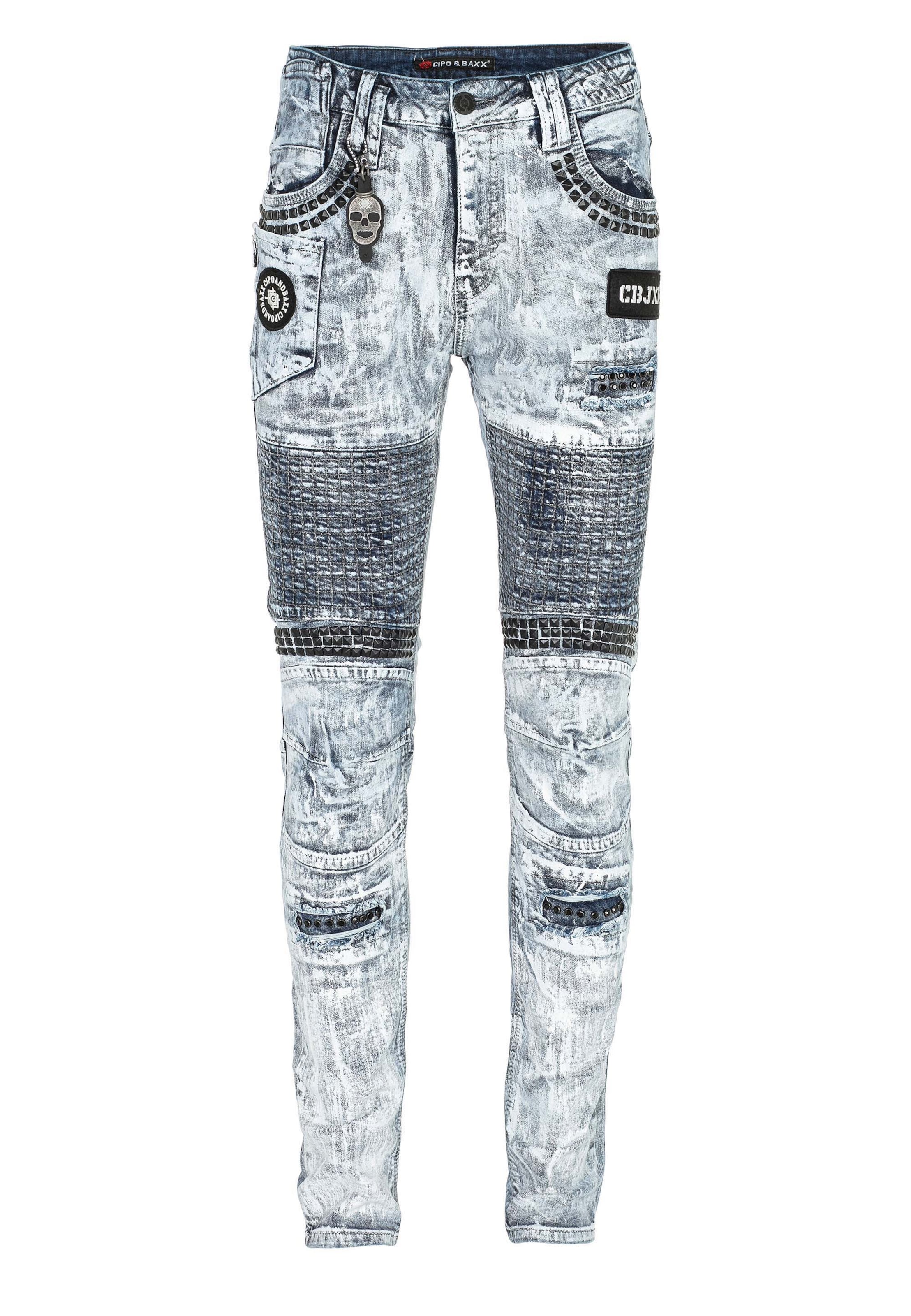 Coupe slim Jean CIPO & BAXX en gris : devant