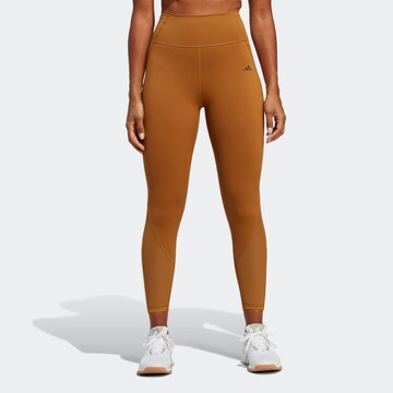 Skinny Pantalon de sport 'Tailored Hiit' ADIDAS PERFORMANCE en marron : devant