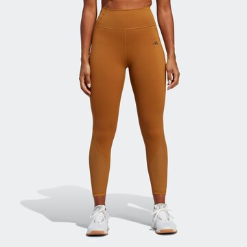 ADIDAS PERFORMANCE Skinny Workout Pants 'Tailored Hiit' in Brown: front