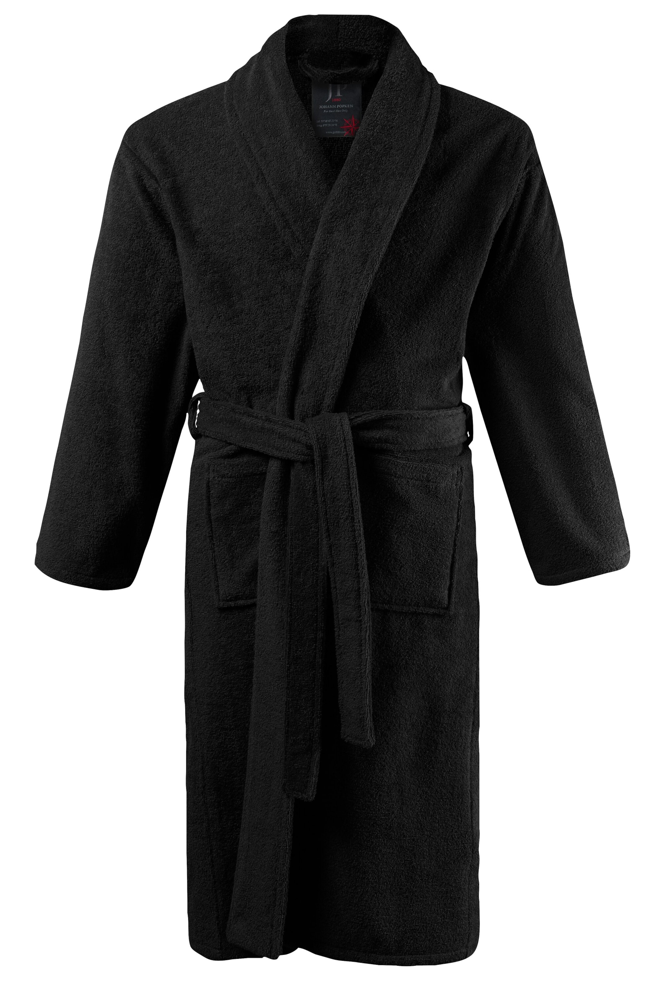 JP1880 Bademantel in Schwarz: Vorderseite