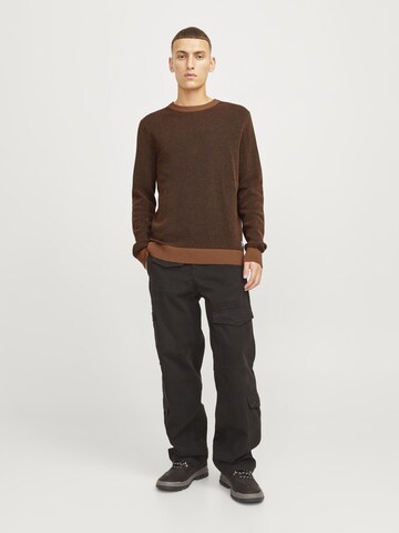 JACK & JONES Sweater 'JJEGlobe' in Brown